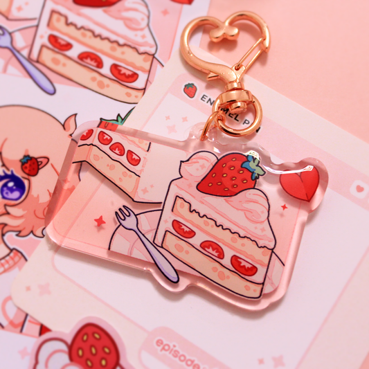 strawberry cake : acrylic charm