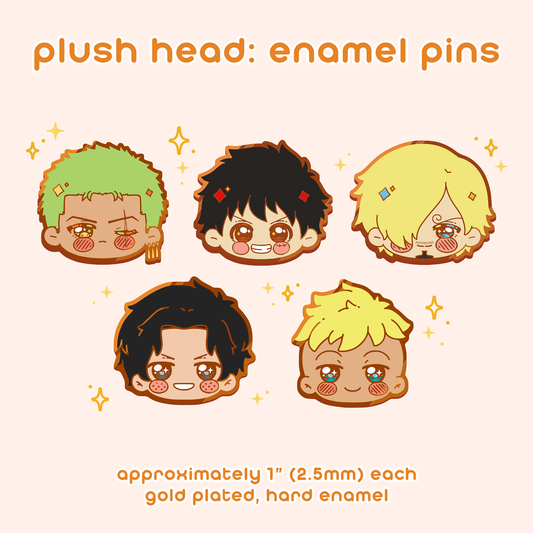 plush head : enamel pins