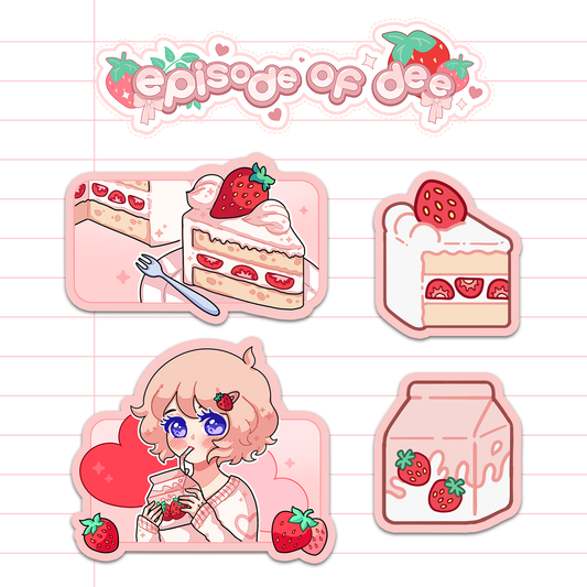 Strawberry : Vinyl Stickers