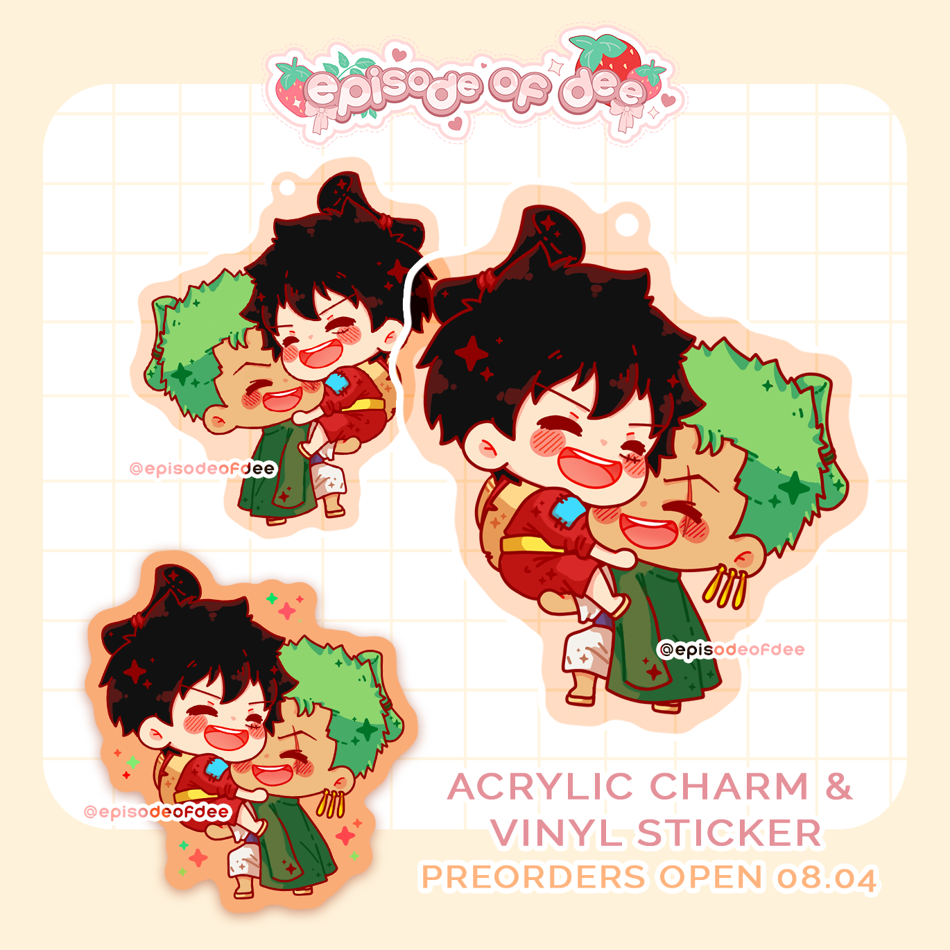 Zolu hug : acrylic charm & vinyl sticker