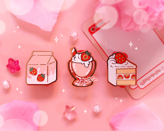 strawberry : enamel pin collection